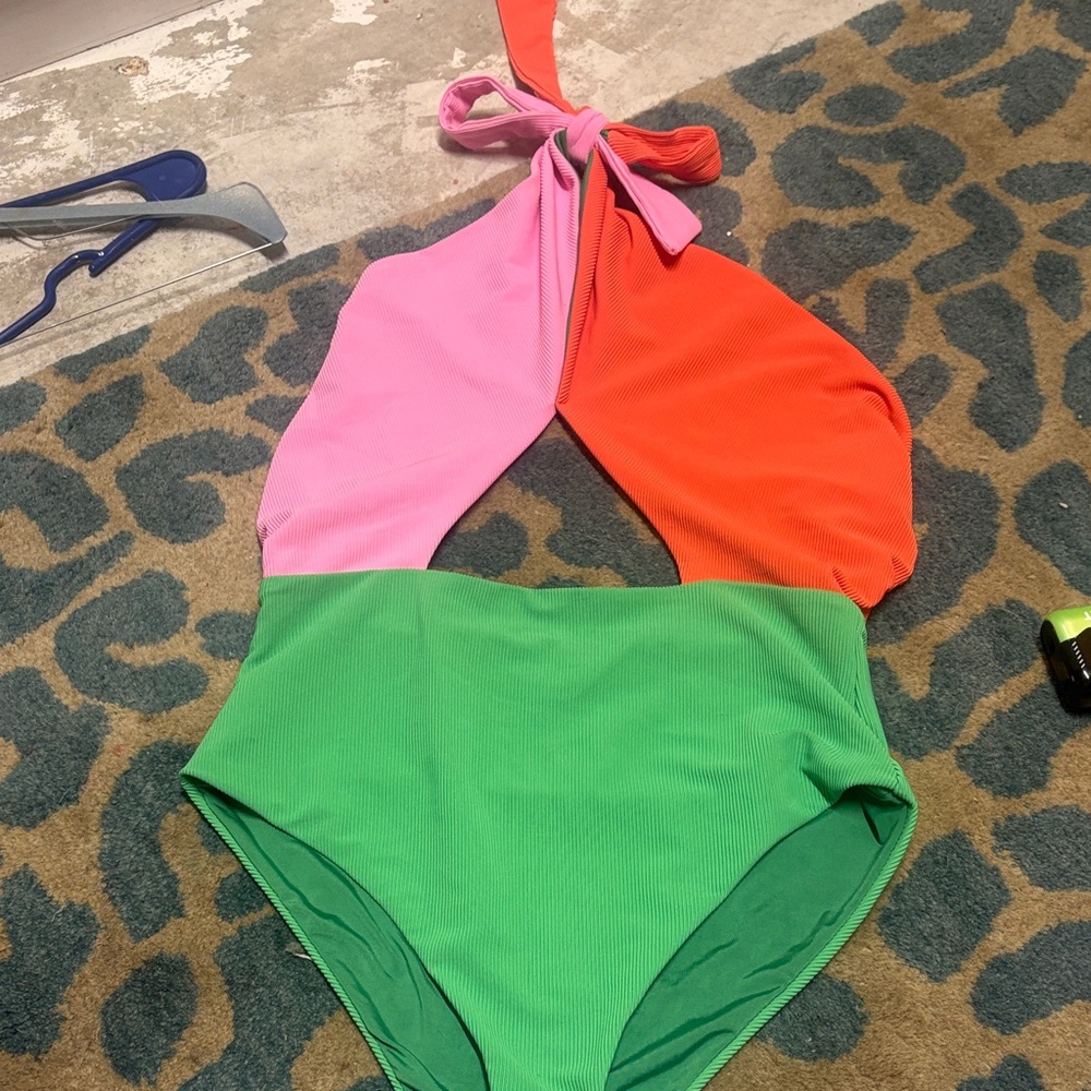 Beach Riot Pink, Orange & Green Cutout One-Piece Swimsuit